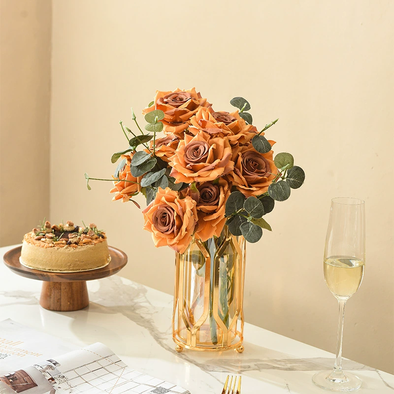 Скандинавская ваза из железа и стекла с гальваническим покрытием для гидропоники, декор для дома, столовой, рабочего стола, гостиной, для сухоцветов и зеленых растений