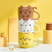 Cute Cat Mouthwash Cup Toothbrush Cup Home Travel Cartoon跨