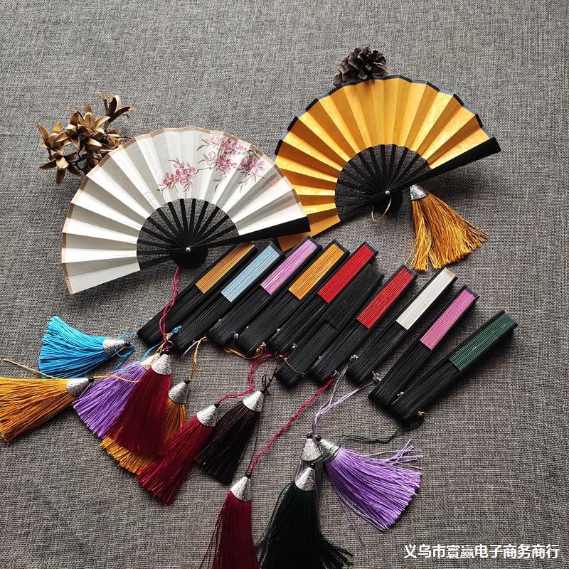 迷你摺扇復古彩色灑金宣紙摺扇手繪小扇子漢服道具摺疊文玩中國風