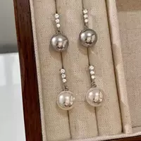 Серебряные серьги-капли с zirconia кисточками белые или серые 18K чистоты, лёгкая роскошь и простая элегантность