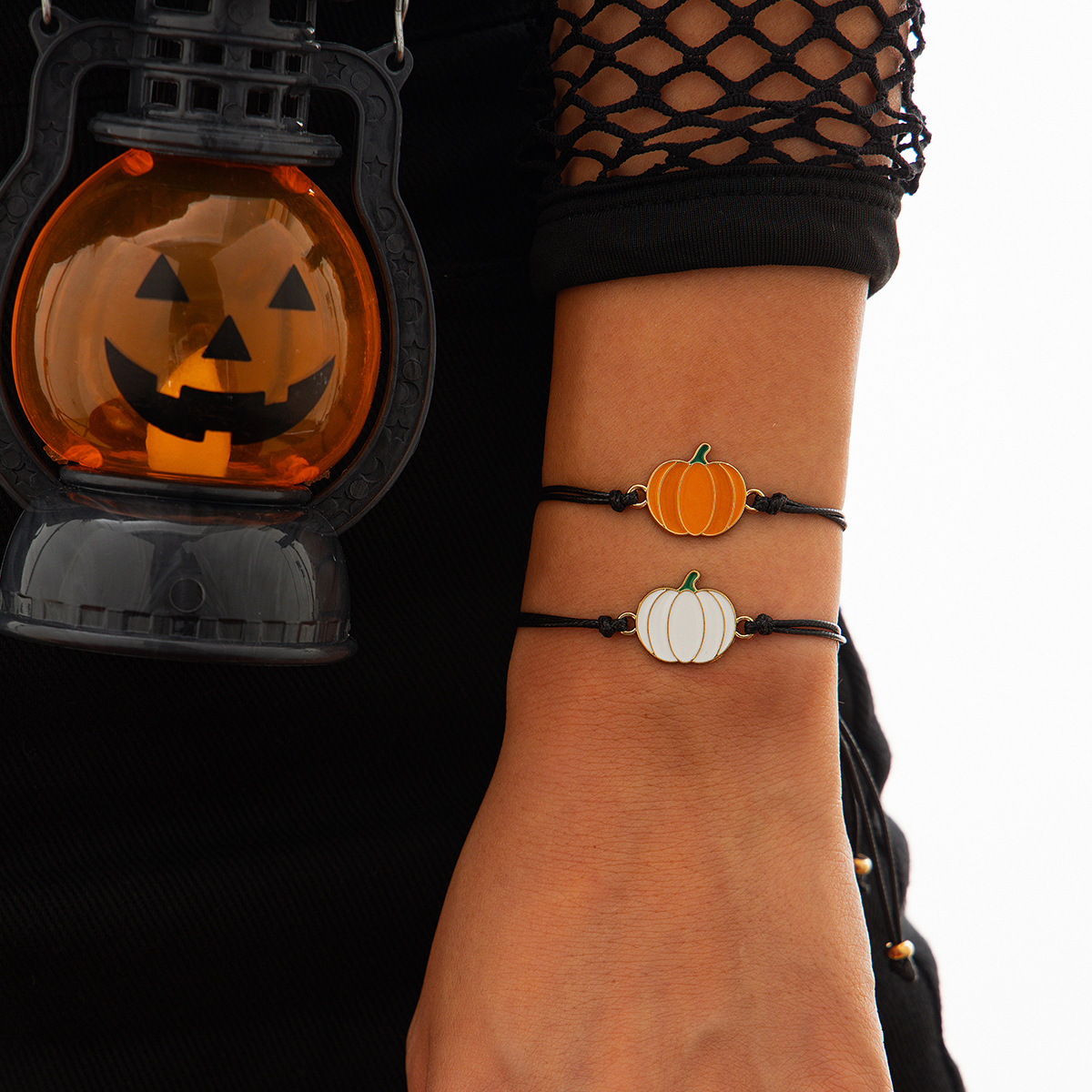 Halloween ghost leather wax line bracelet, dark wind bat alloy bracelet set_voghion.com