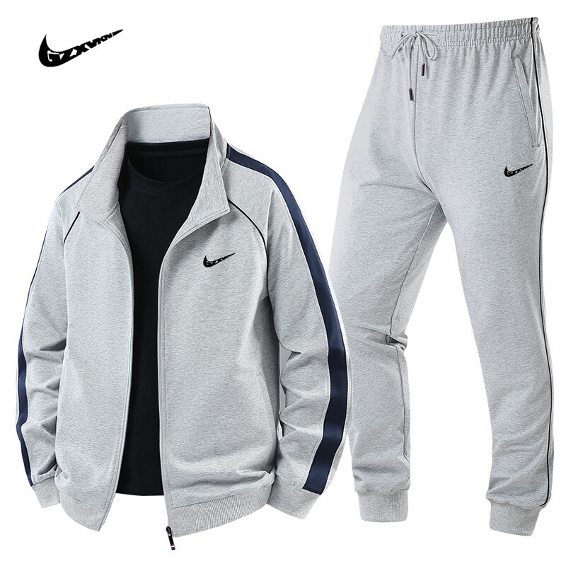 Cross-Border Spring and Autumn New Sports Suit for Men, Cotton Trendy Brand Casual Stand-Up Collar Sweatshirt and Sweatpants Two-Piece Set Cross-Border Spring and Autumn New Sports Suit for Men, Cotton Trendy Brand Casual Stand-Up Collar Sweatshirt and Sweatpants Two-Piece Set