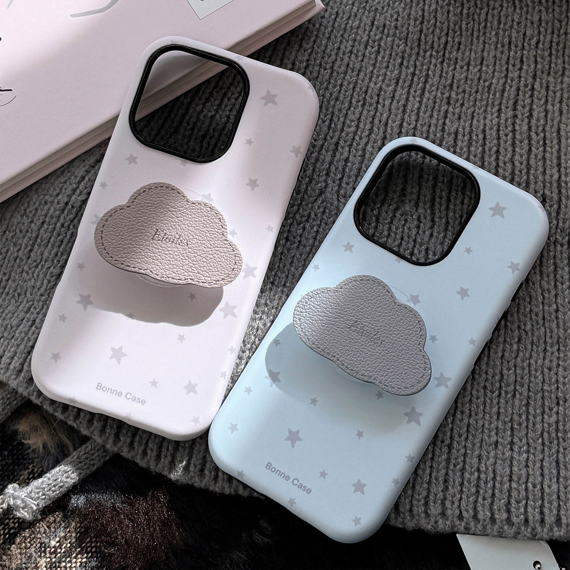 Funda para iPhone 16 con textura de cuero y soporte tipo nube, compatible con 17 Pro Max, 13, 12, diseño de estrella de alta gama. image 5