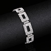 Fashionable shiny square bracelet, two-color jewelry, diamond encrusted, 750 sample gold