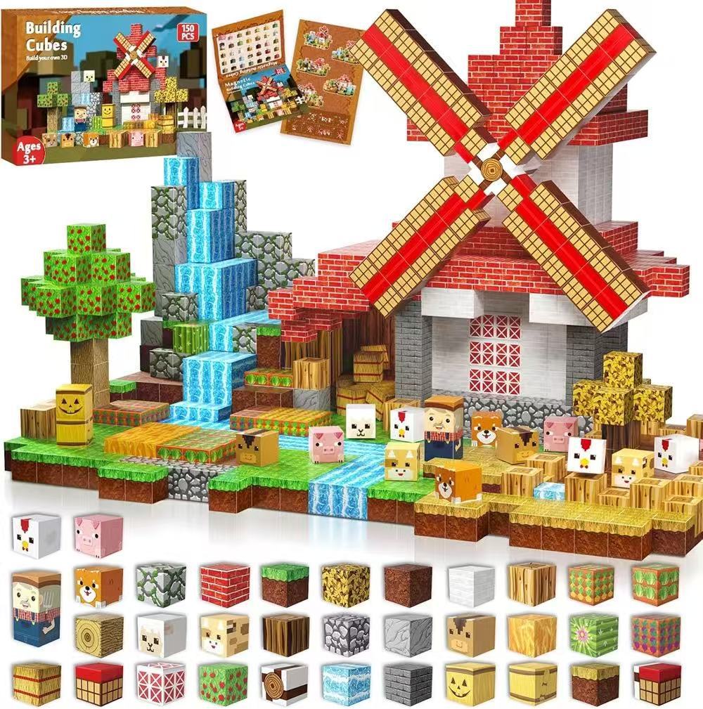 Transfronterizo Amazon MC My Cube World Juego de bloques de construcción magnética Bosque primitivo Partículas magnéticas Juguetes magnéticos