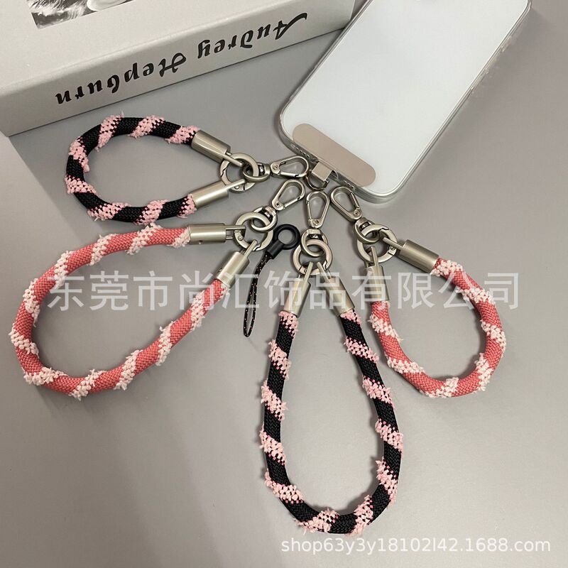秋日限定毛茸茸迷你手机挂绳制户外手腕绳短绳防丢背贴夹片手机链|undefined