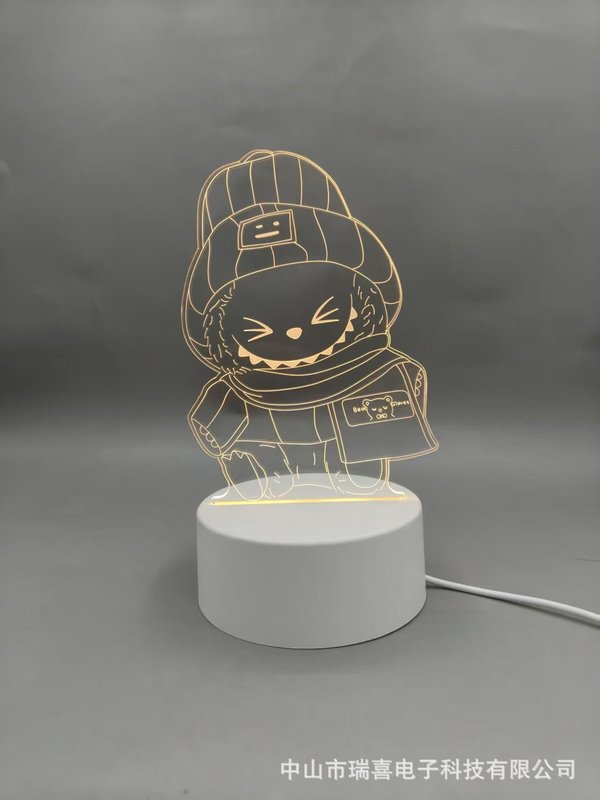 クロスボーダークリエイティブ Nezha Labubu 3D ナイトライトアクリル雰囲気ライト誕生日ギフトベッドサイド子供用テーブルランプ|undefined