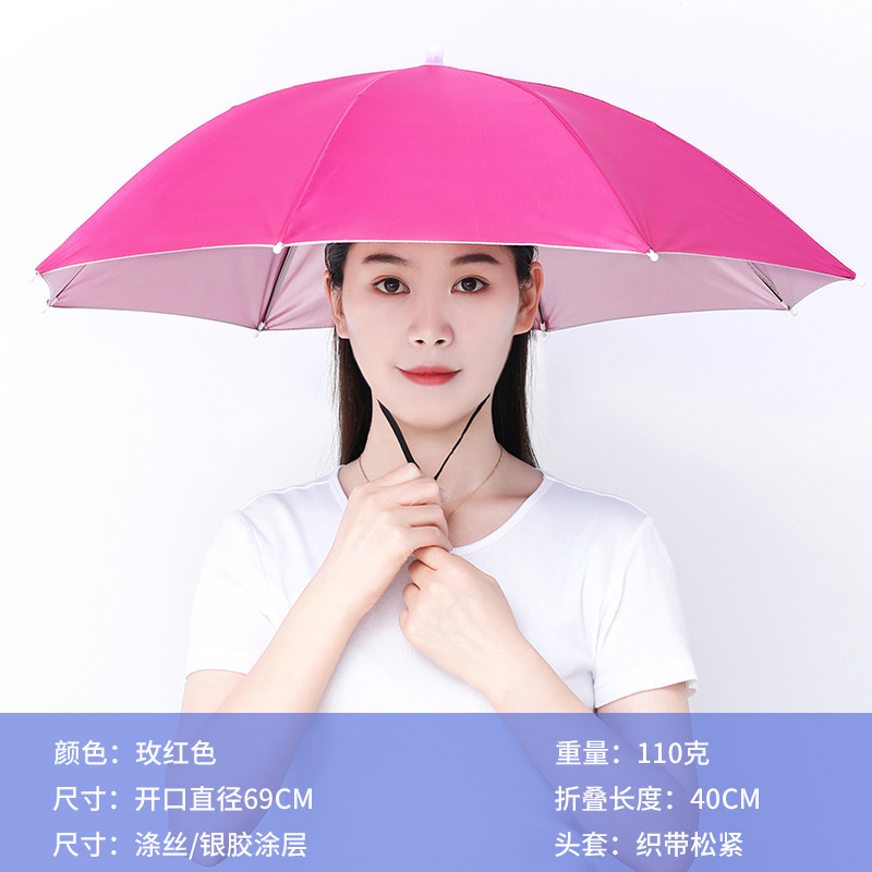 户外头戴伞钓鱼伞帽采茶户外遮阳伞防紫外线晴雨两用|undefined