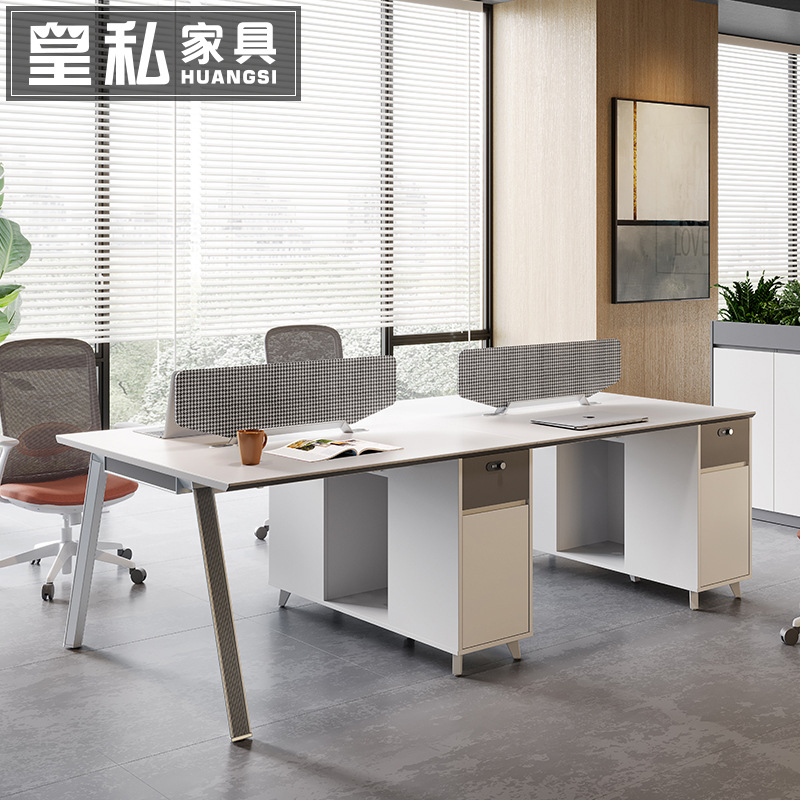 Combinación de escritorio y silla de oficina Personal simple y moderno 6 puestos de trabajo 4 puestos de oficina de personal de la empresa 4 puestos de oficina de personal