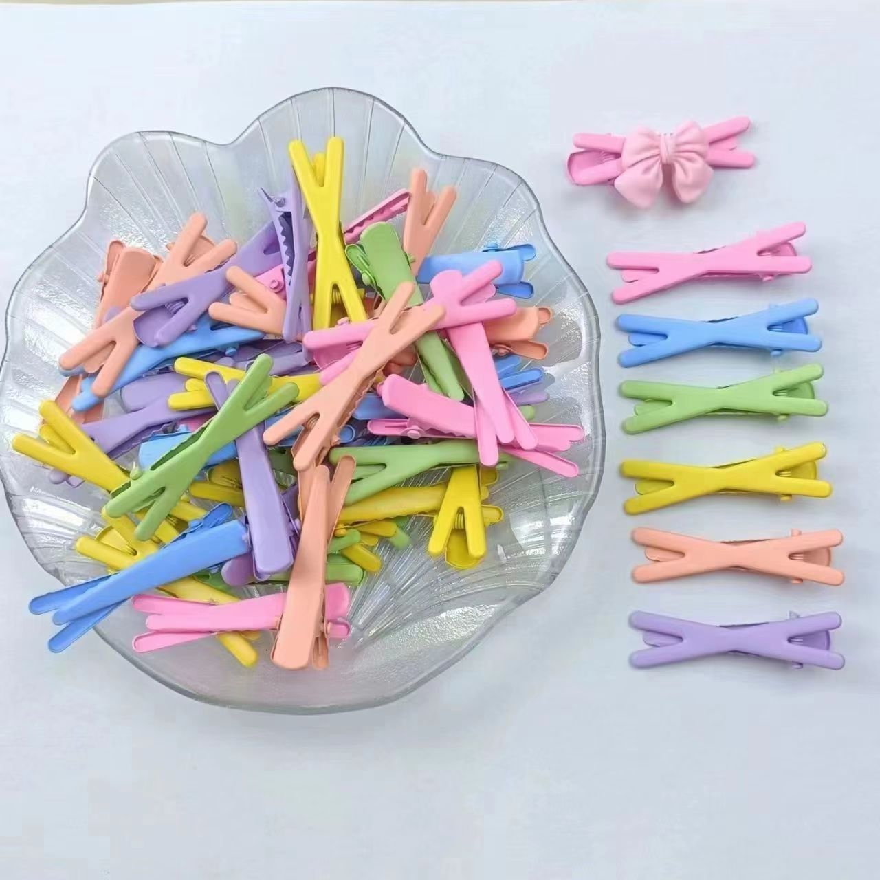 4.5cm Candy Color Baking Paint Cross Duckbill Clip Color Side Clip Metal DIY Hairpin Clip DIY Hairpin