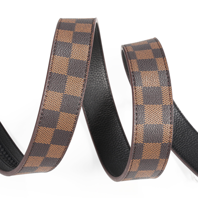 2023 New Hot Selling Men's Fashion Belt Automatic Buckle Business Casual Belt Letter Buckle Faux Leather Belt Business Gift_viptrois.com