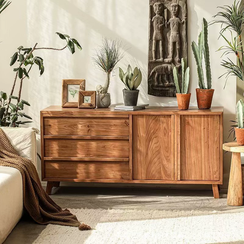 Тихий ветер старый шкаф для хранения вяза ретро отель напольный шкаф для хранения чая из цельного дерева