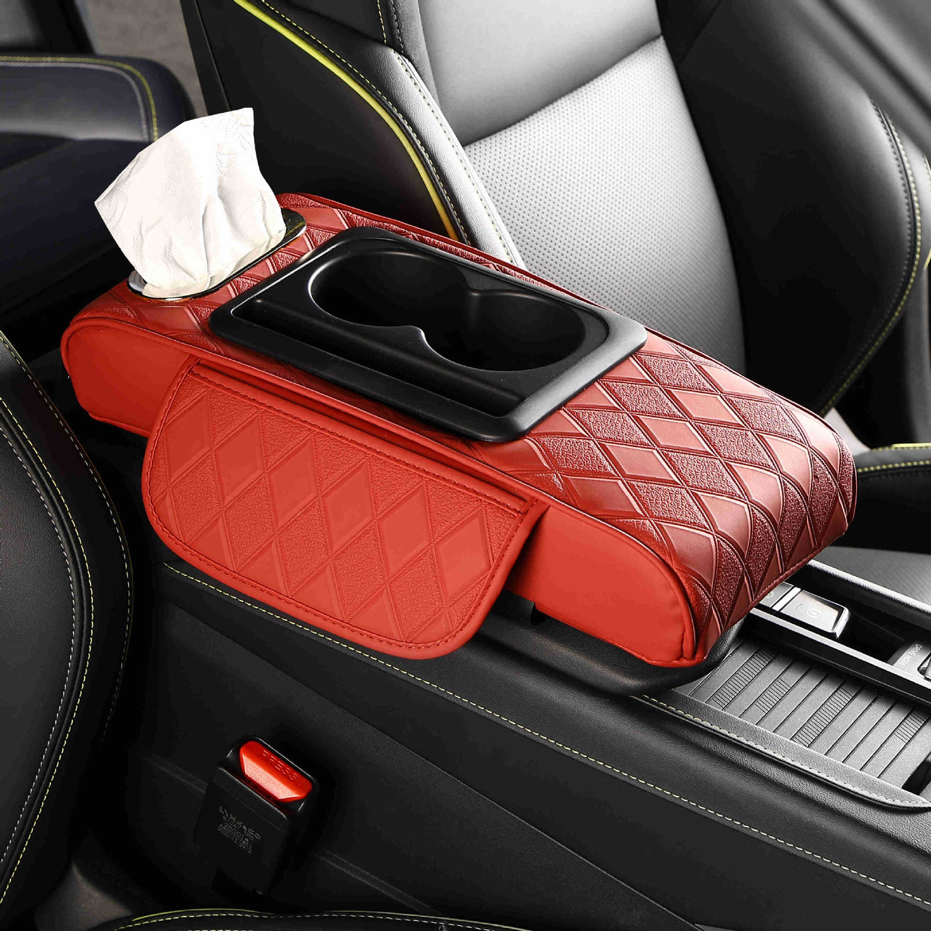 New central car armrest box pad multifunctional tissue box five-in-one increased pad elbow holder storage bag