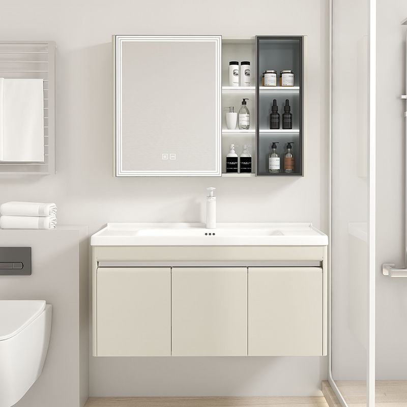 36 amplia crema de acero inoxidable lavabo baño gabinete combinación lavabo cerámica integrado pequeño apartamento Baño