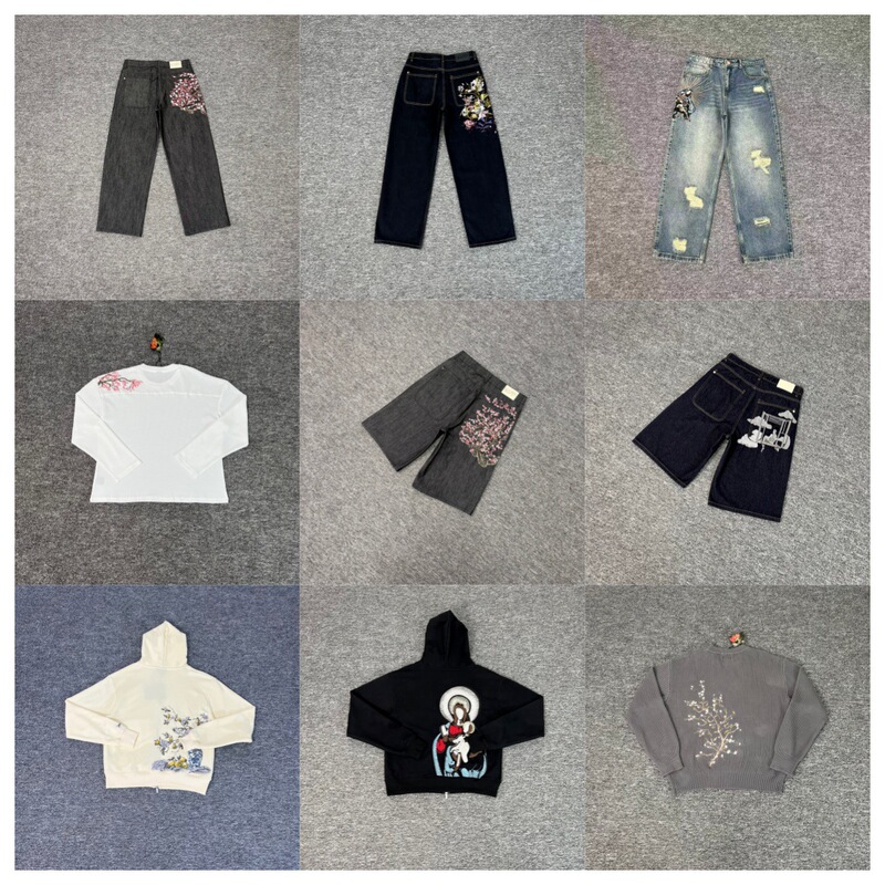 Cross-Border Export Trendy Brand Derschutze Casual Pants Washed Embroidered Street Trendy Loose Wide-Leg Jeans