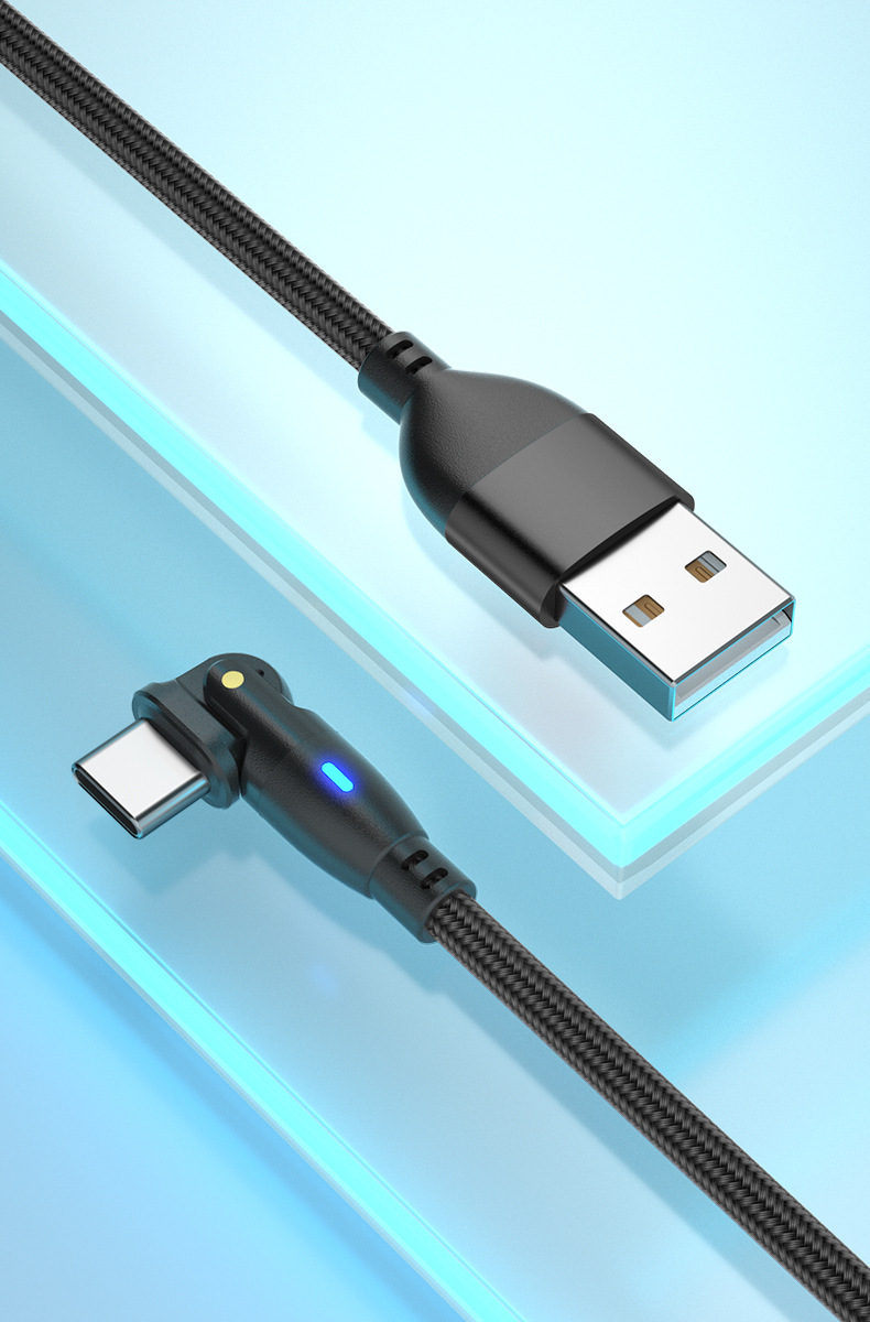 USB Data Rotates 180 Degrees°Elbow Cable Suitable For Huawei, Type-C, Apple, And Honor Fast Charging_voghion.com