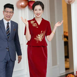喜婆婆婚宴装2026新款妈妈礼服新中式旗袍敬酒服夏季婚礼喜服结婚