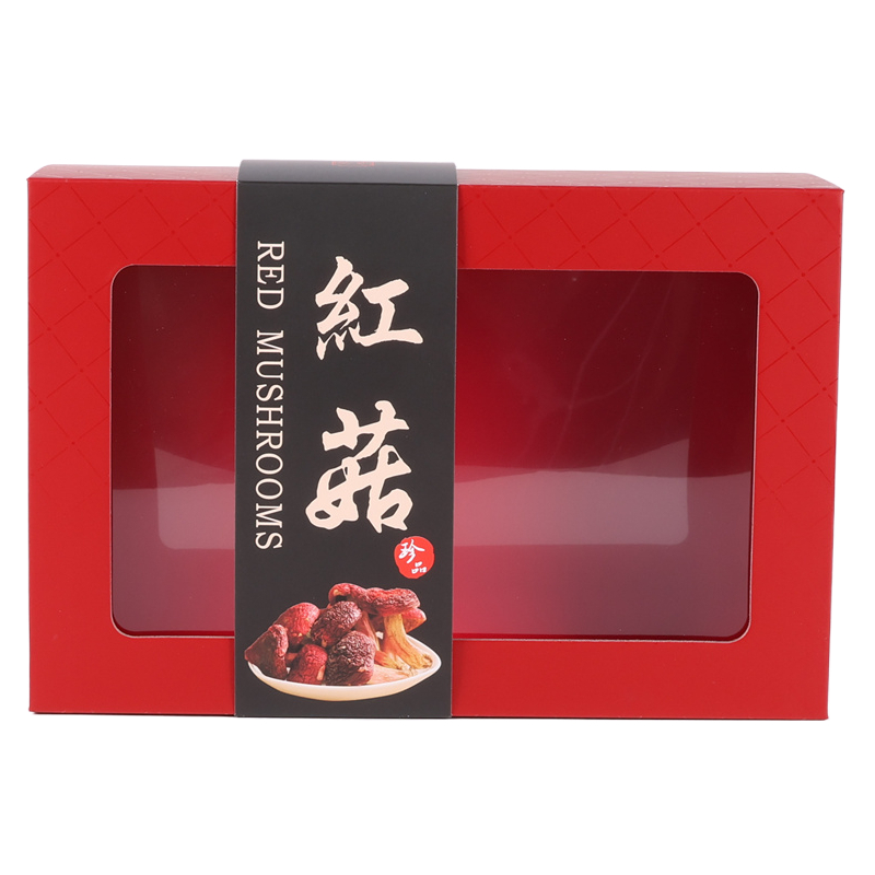 Nueva caja de embalaje de hongos rojos salvajes 250g 500g caja de regalo de hongos rojos bolsa de apoyo