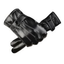 厂家批发触屏手套男士三道筋秋冬季PU加绒时尚仿皮可冬季保暖