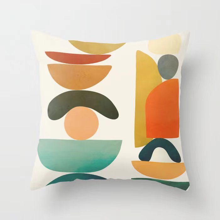 Funda De Almohada abstracta simple moderna funda de almohada de piel de melocotón geométrica simple funda de almohada de mediados de siglo