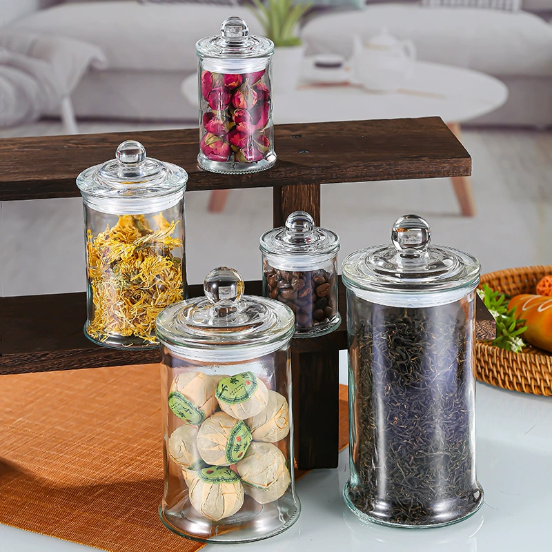 Чай для хранения стеклянные банки для домашнего использования прозрачные резервуары для хранения с крышкой чайные банки маленькие бутылки герметичные банки стеклянные банки