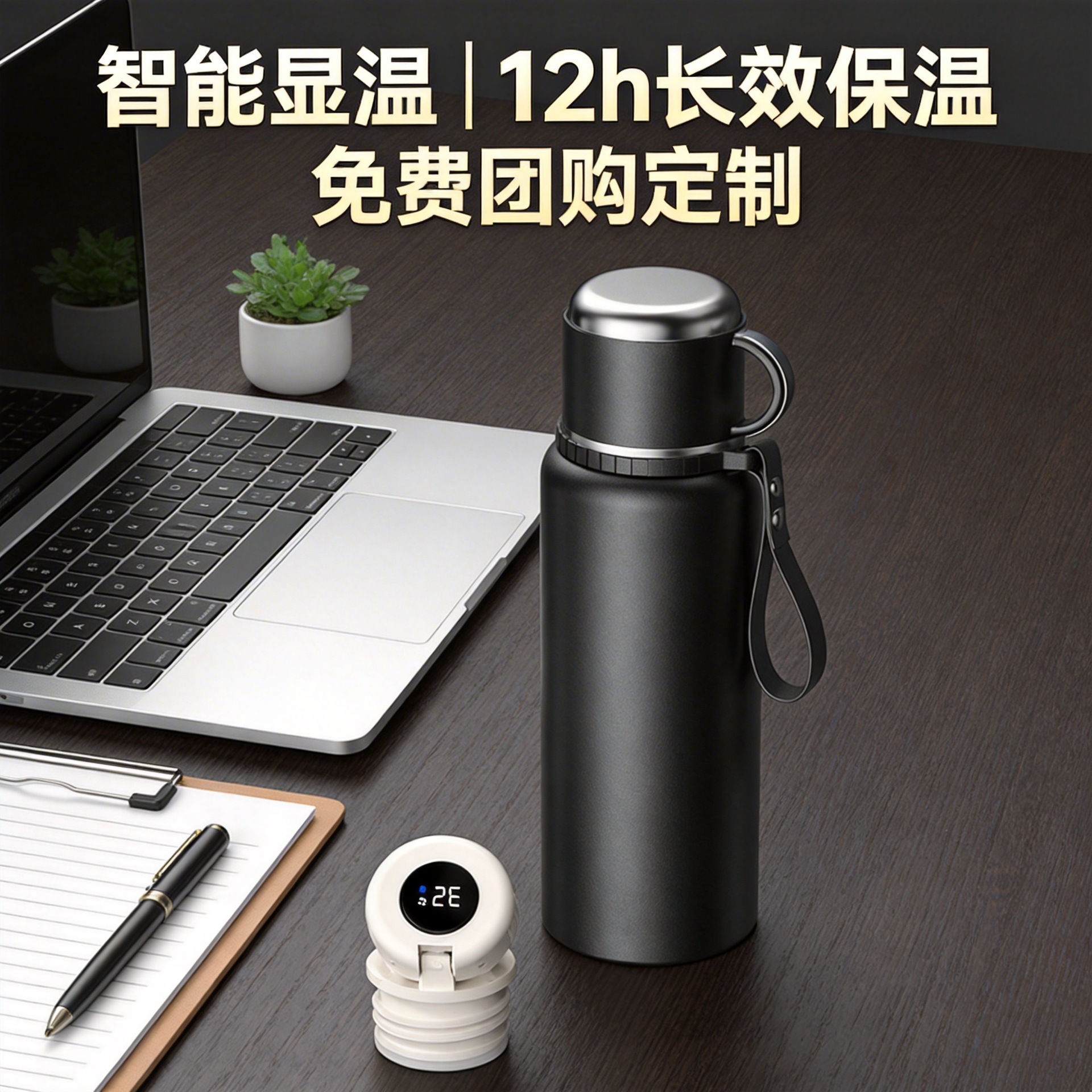 차 분리 대용량 보온병 지능형 비즈니스 더블 레이어 스테인레스 스틸 야외 휴대용 316 주전자 로고
