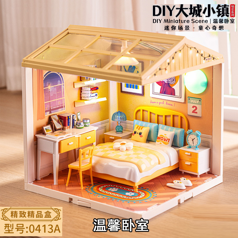 Puzzle de miniatura de la ciudad de Ayutthaya hecha a mano DIY luz cabaña juguetes para niños modelo de ladrillo regalo