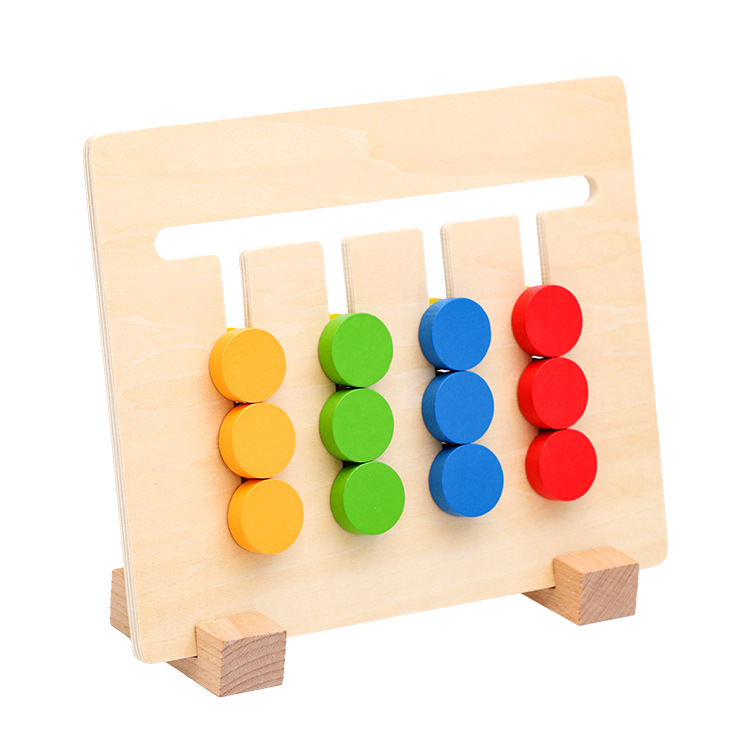 Cuatro colores para caminar de doble cara de ajedrez Montessori para niños Educación Temprana rompecabezas tablero de juego pensamiento lógico entrenamiento Cerebro Juguete