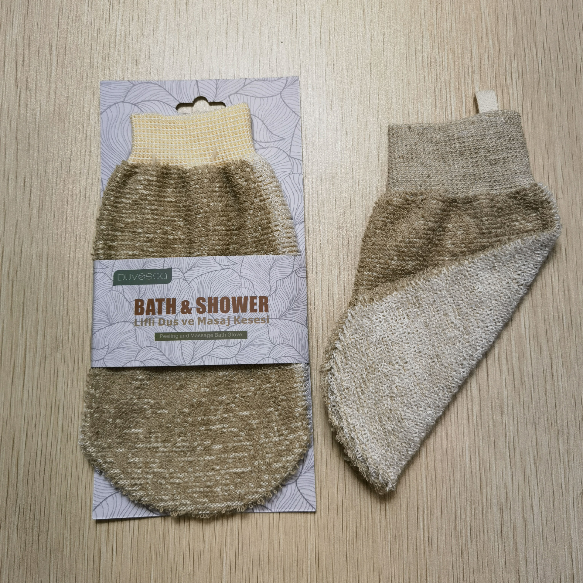 En stock Cáñamo guantes de baño Toalla de baño frotar mochila guantes de lavado de dedos cepillo de baño cubierta de barro frotar Toalla de la espalda