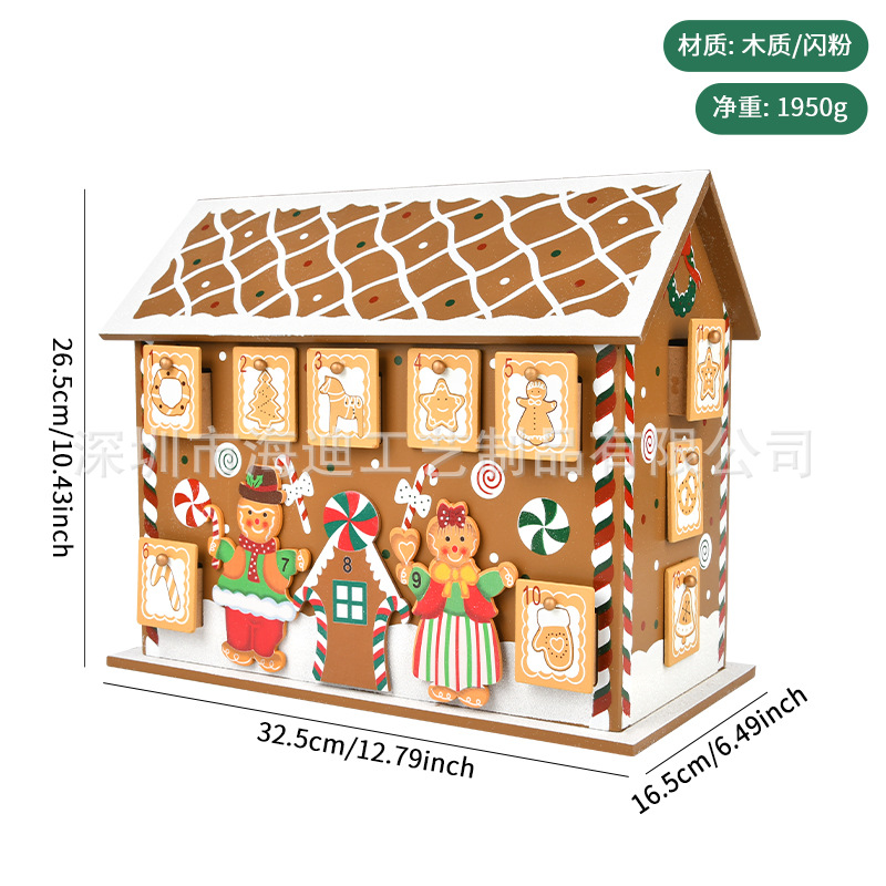 Navidad decoración de Navidad luminosa calendario de madera hecha a mano caja de tiempo decoración ventana de decoración escritorio image 12