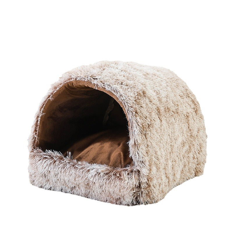 Fábrica Four Seasons Universal Pet nido semicerrado gato nido forrado de lana caliente Pet House perrera comprimido gato cama
