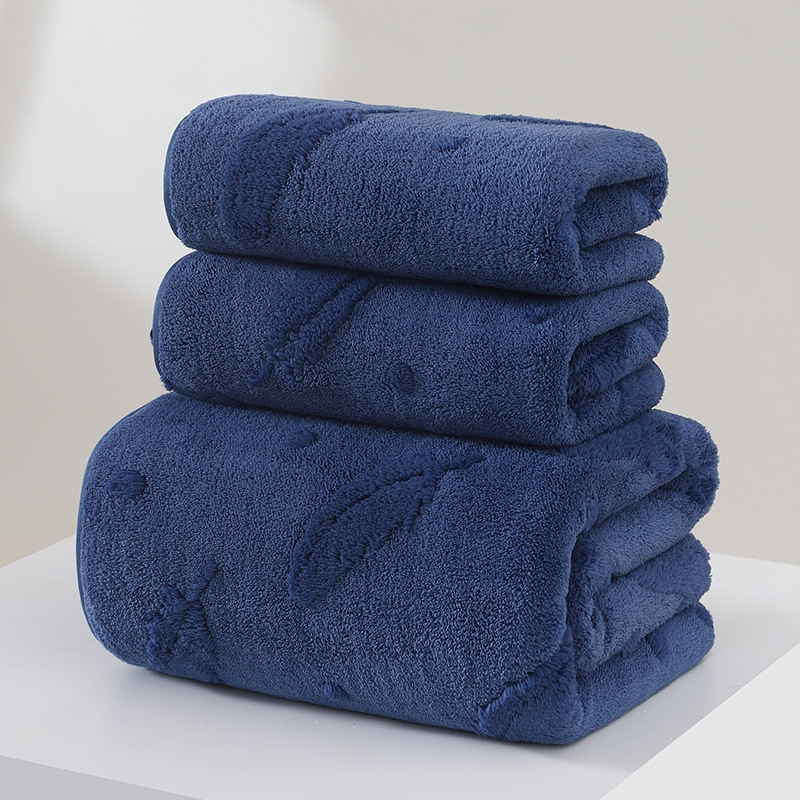 Toallas de lana de coral transfronterizas, toallas de baño, toallas de baño de secado rápido absorbentes de agua de doble cara para el hogar, toallas de pareja, toallas de baño para niños y madres