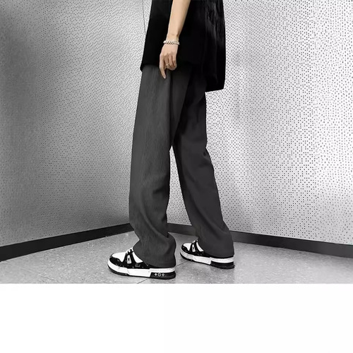 Relaxed casual pants for men, Korean style, trendy and versatile pants, summer thin model, falling sense wide-leg ground-length pants