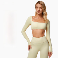 敢秀戶外跑步運動T恤速干裸感長袖瑜伽服緊身休閒健身服上衣8232