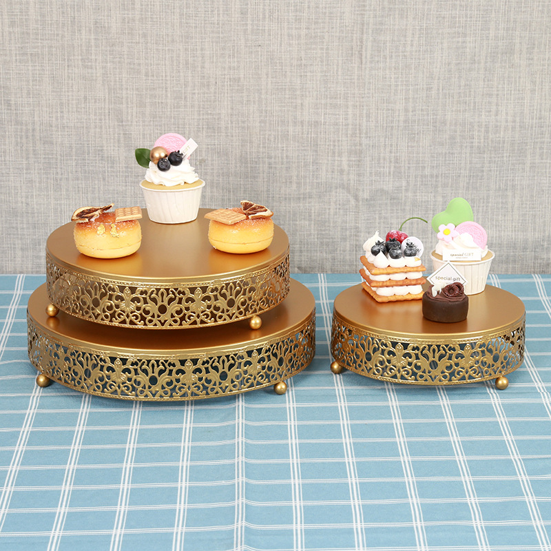 Decoración de Mesa de la boda de estilo europeo apoyos Pastel redondo Placa de hierro de alta pierna estante de la torta plato de fruta bandeja de postre