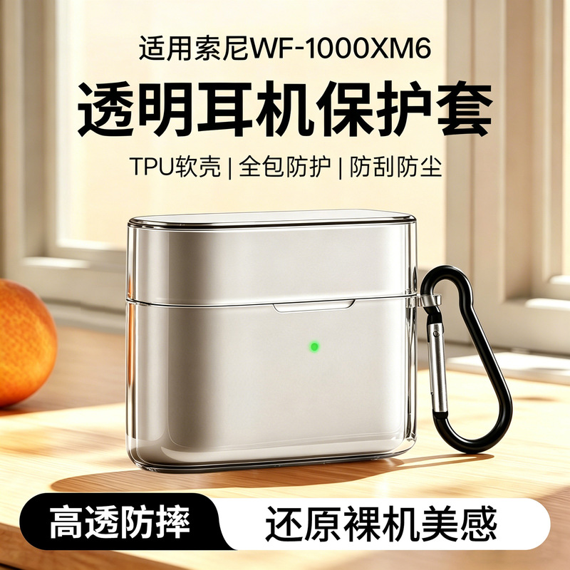 Suitable for Sony Wf-1000Xm6 Transparent Earphone Case Tpu Soft Shell Protective Case Anti-Fall, Dust-Proof and Wear-Resistant Earphone Case
