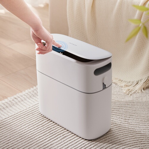 EcoCo Smart Trash Can for Home Bathroom Kitchen Tight Space with Lid Large Capacity Automatic Packing Paper Bin