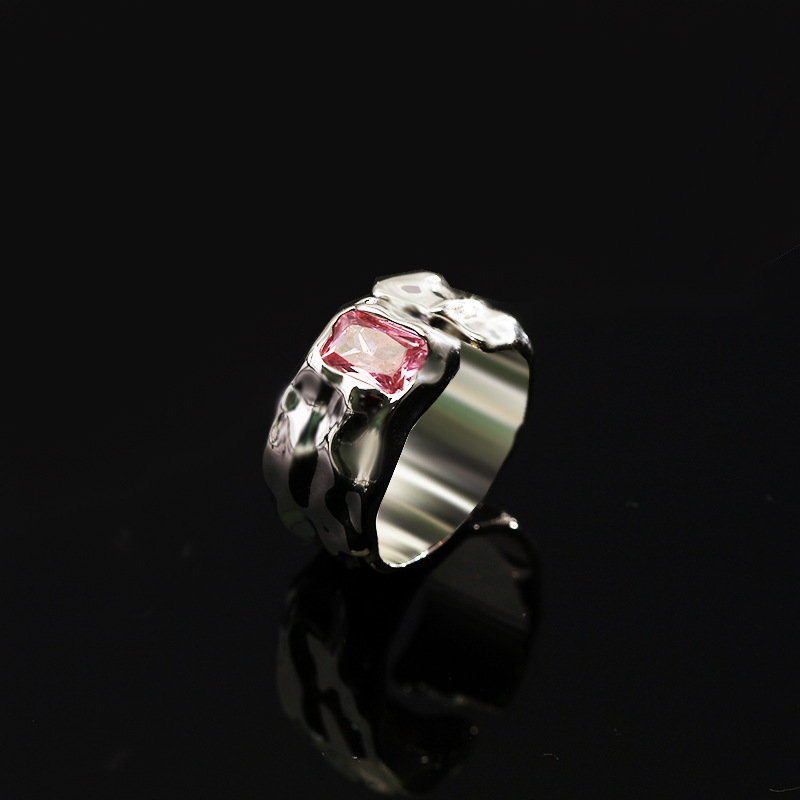 Retro Geometric Copper Plating Zircon Open Ring 1 Piece