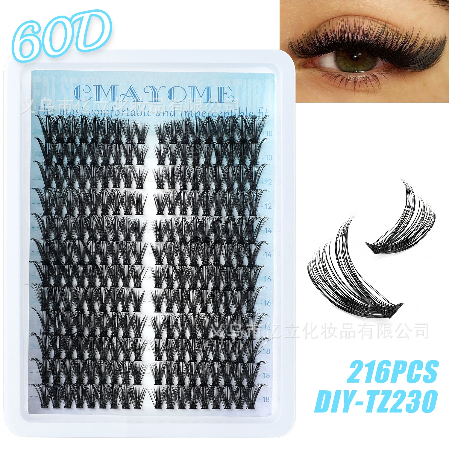 Cluster D-curve False Eyelashes, 216 Single Clusters, 8–16 mm, DIY Segmented Grafting Sets