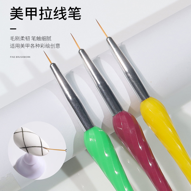 Factory nail art pen wholesale plastic pen holder color drawing pen pull line pen nail art tools set nail brush in stock