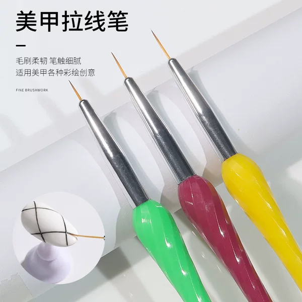 Factory nail art pen wholesale plastic pen holder color drawing pen pull line pen nail art tools set nail brush in stock