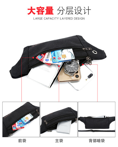 Men's canvas mobile phone waist bag outdoor sports mountaineering running bag construction site work stall men's mobile phone bag