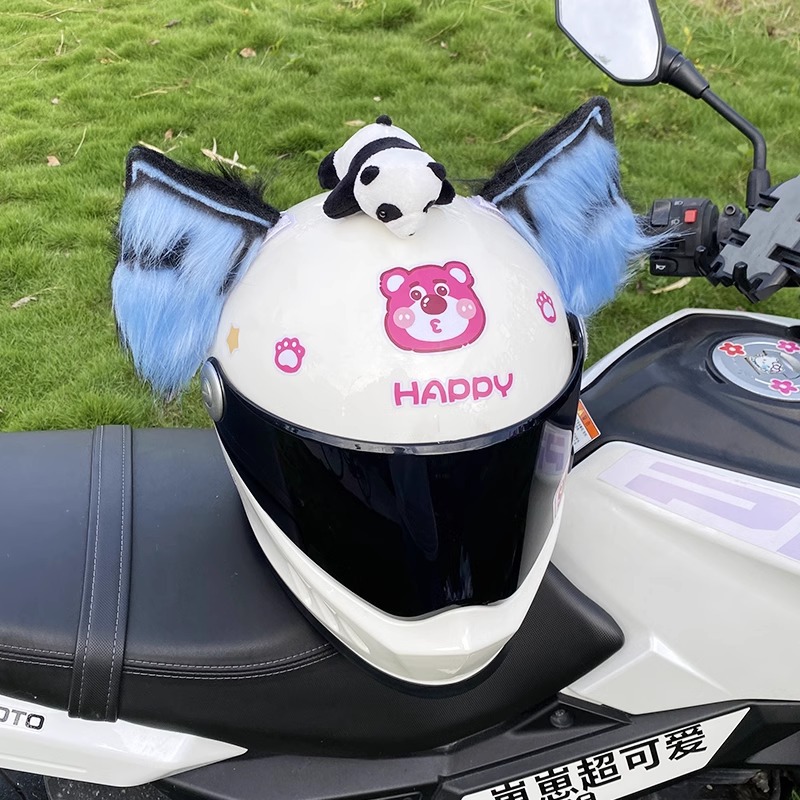 Blue Black Heavy Industry Handmade Beast Ear Fox Ear Motorcycle Helmet