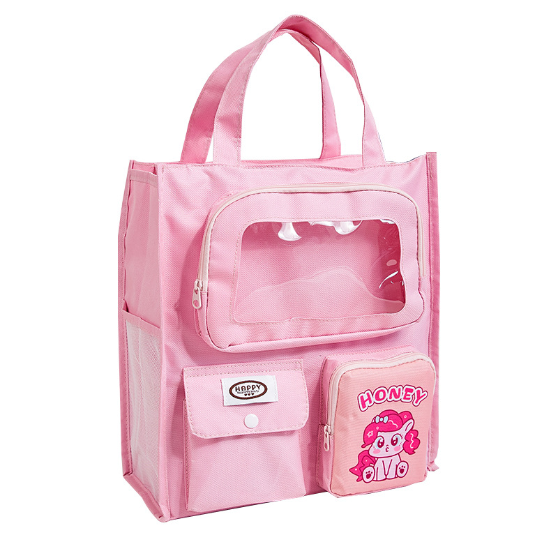 Cute Pain Bag Bolsa de matrícula Ventana visual de gran capacidad Bolsa de archivo de almacenamiento portátil Bolsa de matrícula para estudiantes de primaria y secundaria Bolsa para libros