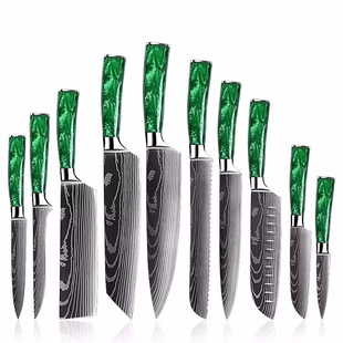Cross-Border Manufacturers Wholesale Damascus Steel Pattern Knife Sets, Meat Knives, Kitchen Knives, Chef's Knives, Santoku Knives