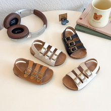 女童勃肯凉鞋2025夏新款男宝宝露趾软底凉鞋儿童沙滩鞋舒适休闲鞋