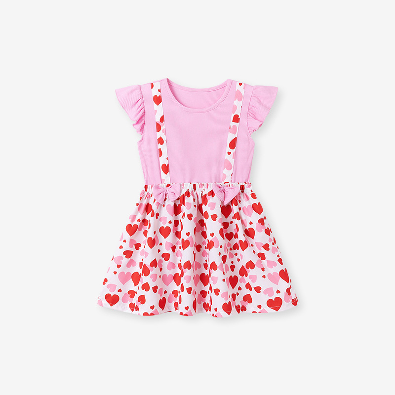 Fábrica transfronteriza vestido de verano para niñas al por mayor lindo vestido de verano con mangas de hoja de loto vestido para niños vestido de niña europea y americana