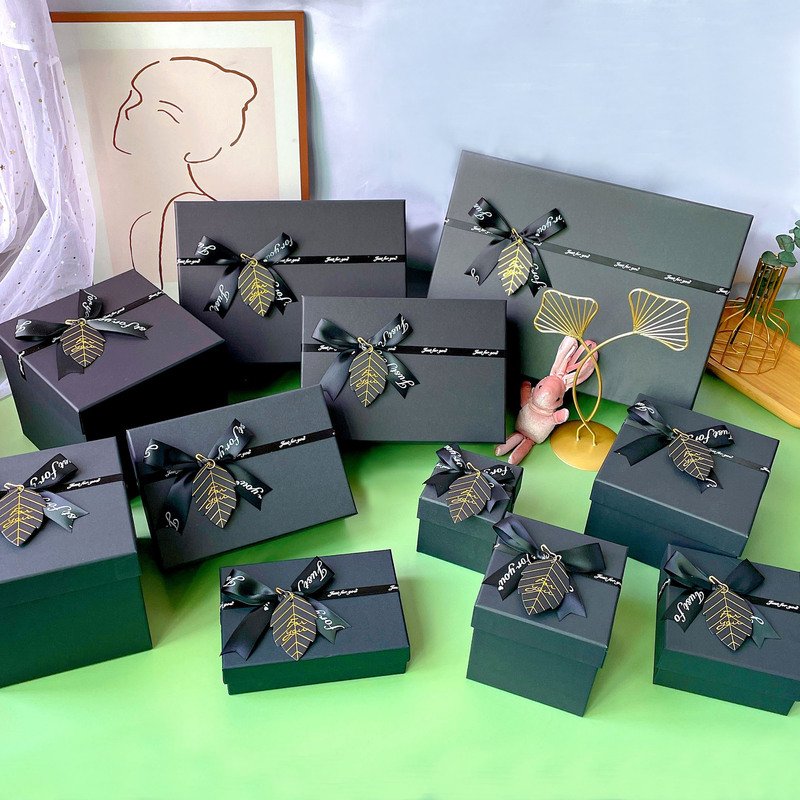 Spot wholesale heaven and earth cover black bow gift box creative Tanabata Valentine's Day lipstick gift box empty box