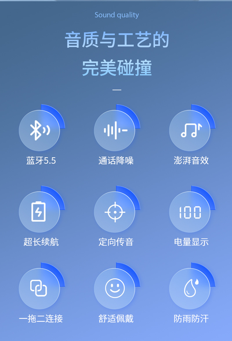 Special model V49 air conduction wireless call non-in-ear Bluetooth headphones ultra-long battery life bone conduction ear-hook sports
