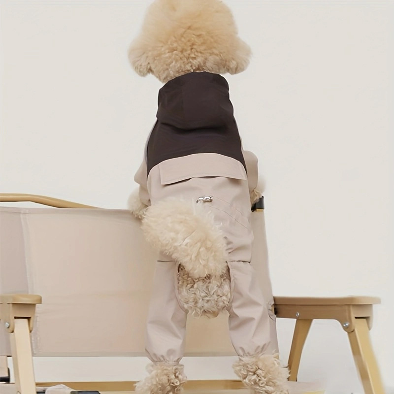 ペット犬レインコート防水四本足作業服コントラストカラーステッチジャケット防風ハンサム犬服|undefined